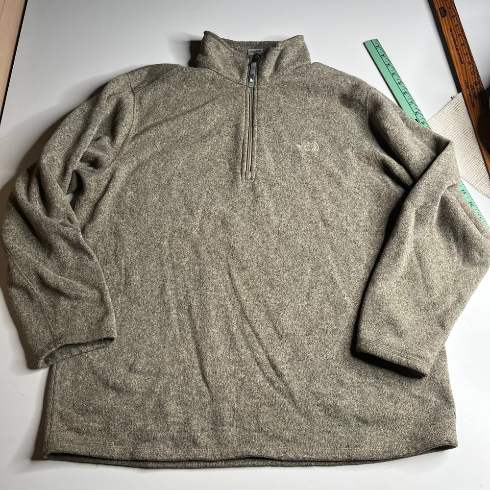 The North Face Mens Gordon Lyons Quarter Zip Fleece Pullover Oatmeal XL